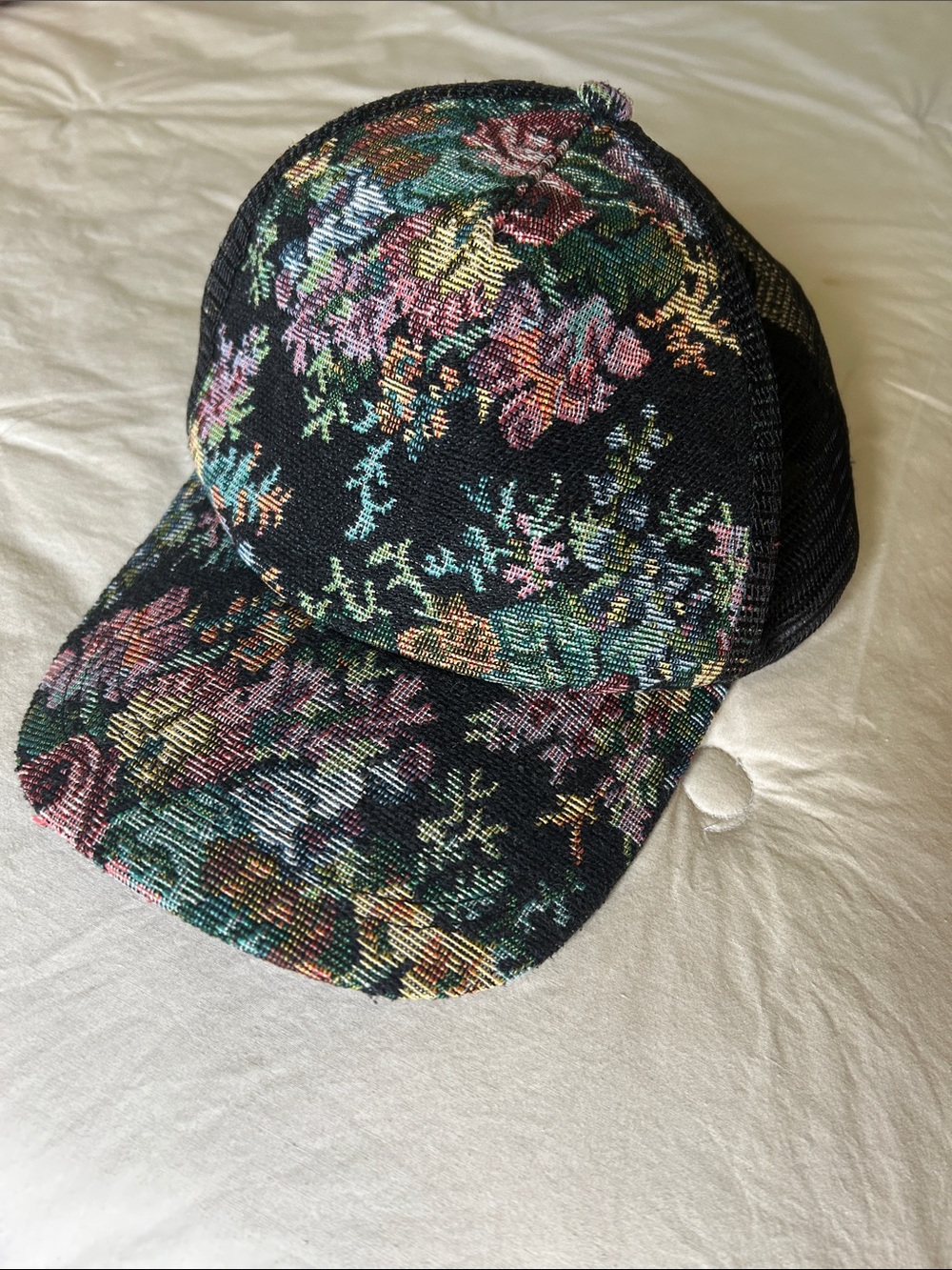 David & Young Floral Black Mesh Trucker Cap - Women's Fashion Hat